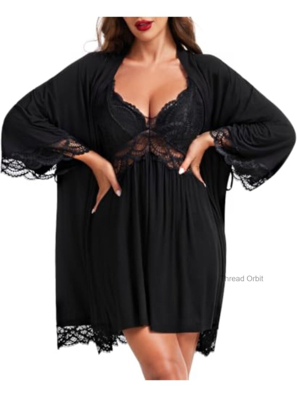 Women's 2-Piece Lace Chemise Nightgown and Robe Set